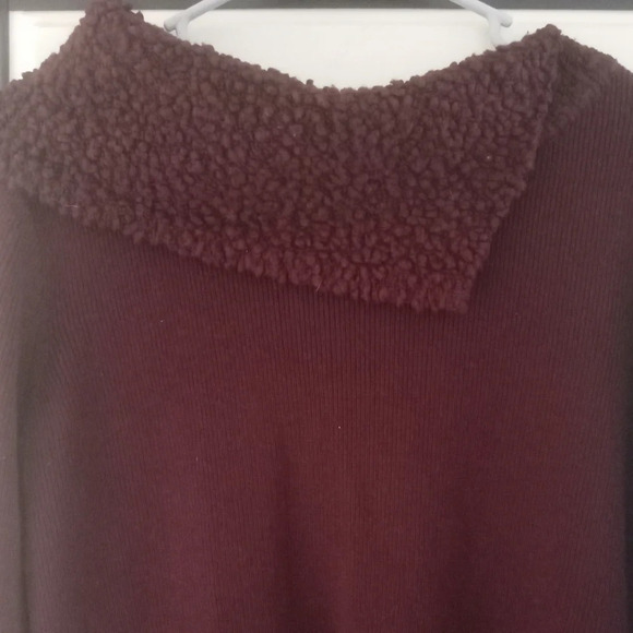 Dana Buchman Women Boucle Knit Collar & Cuff Burgundy Merino Wool Sweater Small - Picture 4 of 5